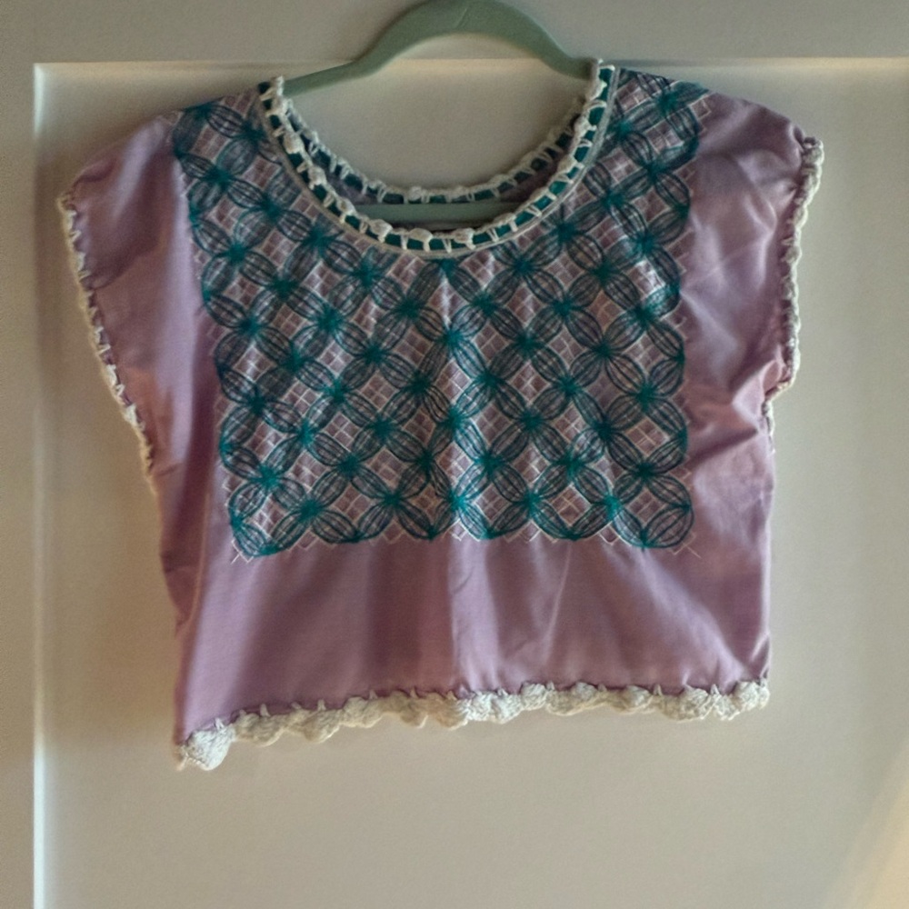 Silvia Suarez Cropped Embroidered Top XS